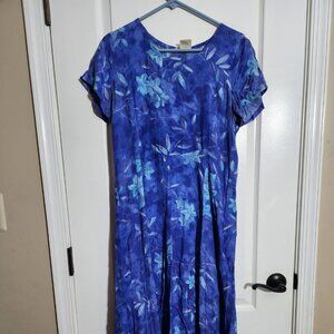 Salaam! Blue Floral Print Long Dress, One Size Fits Most
